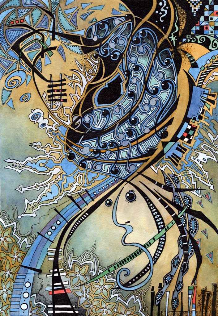 "Beyond the Blue Forrest"<br />Giclee kunsttrykk/52x37cm<br />Tegnet fra kruseduller av Merit Hemmingson, svensk musiker og komponist.<br />Se video av hele prosessen på www.taradjume.com