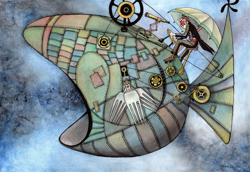 "The Stardust Collector"<br />Giclee kunsttrykk/52x37cm<br />Tegnet fra kruseduller av Meidel Olsen, film- og stillfotograf.<br />Se video av hele prosessen på www.taradjume.com