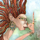 "Lilith"<br />Giclee kunsttrykk/52x37cm<br />Tegnet fra kruseduller av Marianne Hassel, arkitekt og interiørarkitekt.<br />Se video av hele prosessen på www.taradjume.com