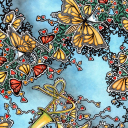 "Butterfly Sonata" <br />Giclee kunsttrykk/52x37cm <br />Tegnet fra kruseduller av Lis-Ann Sylling, Visekonsul på Det Norske Konsulatet i Las Palmas.<br />Se video av hele prosessen på www.taradjume.com