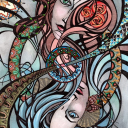 "Two elements"<br />Giclee kunsttrykk/52x37cm<br />Tegnet ut fra kruseduller av frilance film- og stillfotograf Andreas Lange.<br />Se video av hele prosessen på www.taradjume.com