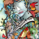 "The four Muses"<br />Giclee kunsttrykk/52x35cm<br />Tegnet ut fra kruseduller av den kanariske kunstneren Luis Aleman Montull.<br />Se video av hele prosessen på www.taradjume.com