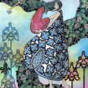 "Motherhood" <br />Giclee kunsttrykk/52x37cm<br />Tegnet ut fra kruseduller av den norske visekonsulen på Tenerife, Toril Merete Wulff.<br />Se video av hele prosessen på www.taradjume.com