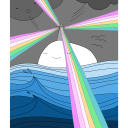 Happy Svaberg - Pride Forever <br />Pride Forever er et bilde som handler om flere ting. Å være stolt av den man er, og å elske den man vil. Pride er ikke en selvfølge, det må fortsatt kjempes for.<br /><br />Svabergene i Happy Svaberg har ikke noen definerte kjønn, de bare er seg selv fullt og helt hele tiden, og er stolte av hvem de er. De er gjenkjennelige etter hva de «har på seg». Noen har blomster, noen trær, noen ingenting og som her fyrtårn. Noen er sammen, andre alene.<br />Tenk om fyrtårnene kunne sende ut lys i alle regnbuens farger? For å glede. Tenk om det kunne blitt gjort på riktig? I såfall noen steder:)